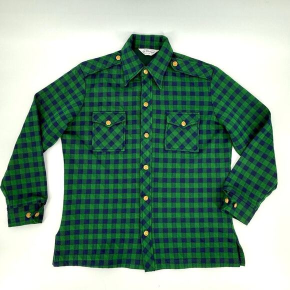 Vintage Donegal 1970’s Polyester Plaid Shirt Jacket Mens Size Large GROOVY Retro - Picture 3 of 8